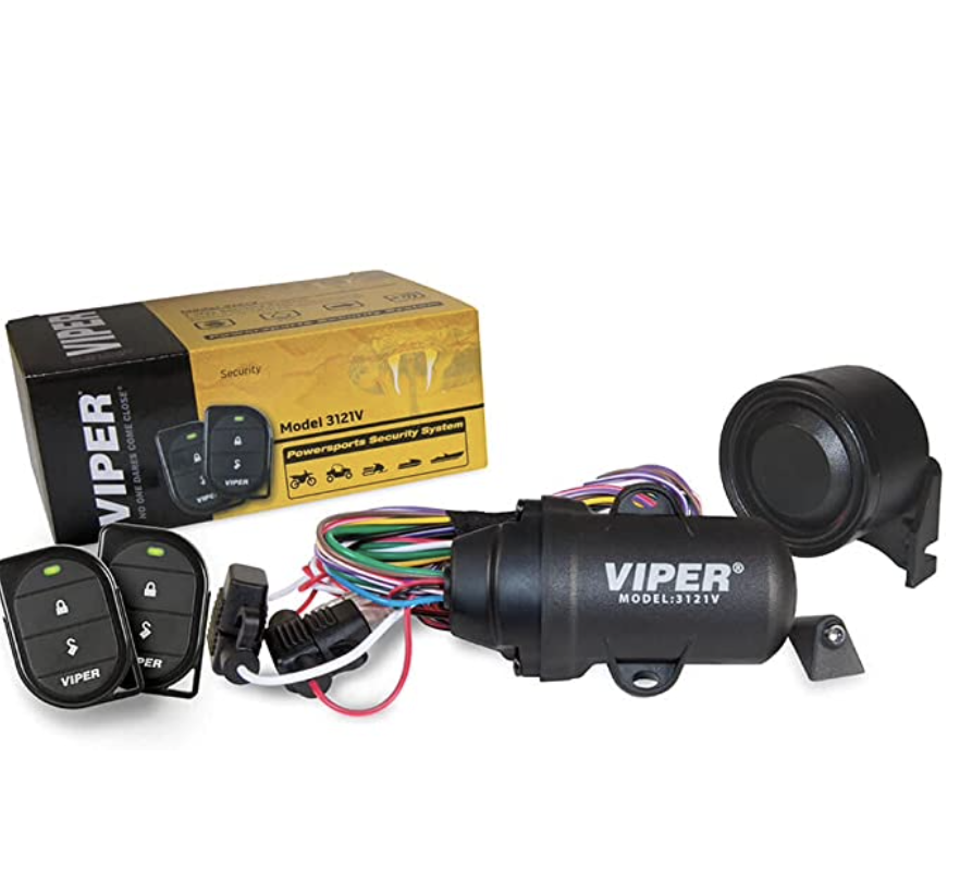 L'allarme Powersport Directed Electronics Viper 3121V è dotato di due allarmi compatti e impermeabili.