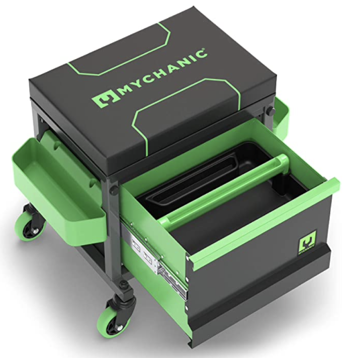 MYCHANIC Taburete con caja de herramientas rodante para garaje - Taburete Sidekick - SK3 - Soporta 500 lbs
