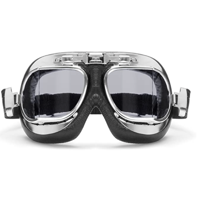 Vintage Motorcycle Goggles with Antifog and Anticrash Squared Lenses
