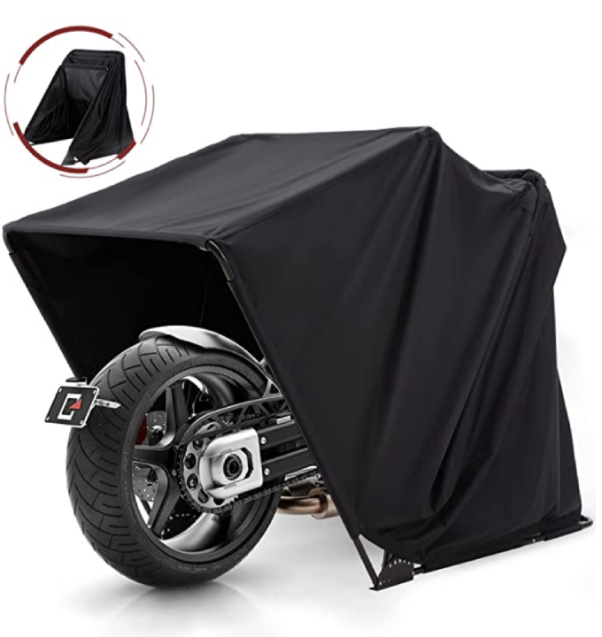 Heavy Duty Motorcycle Shelter, Motorcycle Tent, Motorcycle Storage Sheds, Motorcycle Cover Waterproof Outdoor, with Carry Bag