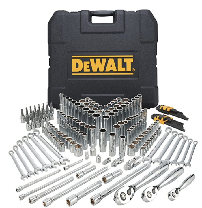 DEWALT Kit d'outils mécaniques et jeu de douilles, 204 pièces, entraînement 1_4 & 3_8 & 1_2, MM_SAE