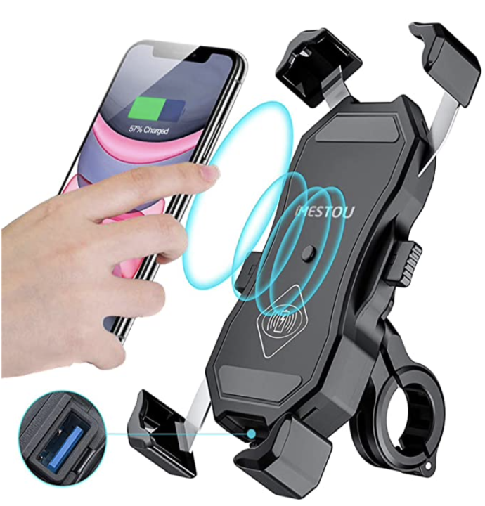 Waterproof Motorcycle Wireless 15W Qi_ USB Quick Charger 3.0 Phone Holder 2 in 1 Mount