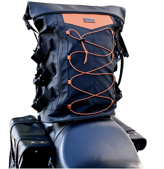 Motorcycle Expandable Sissy Bar Bag, Waterproof Tail Bag Large Capacity Daily Travel Backpack