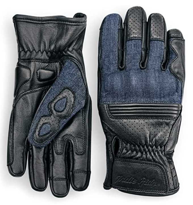 Denim & Leather Motorcycle Gloves with Mobile Phone Touchscreen by Indie Ridge