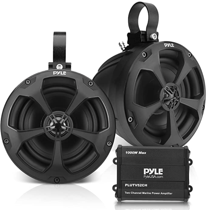 Waterproof Off-Road Speakers with Amplifier - 5.25 Inch 1000W 2-Channel Outdoor Marine Waketower Speakers