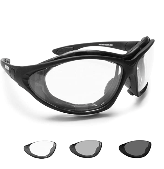 Bertoni Motorcycle Goggles Photochromic Lens Interchangeable Arms