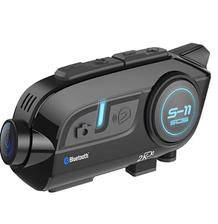 Casco de Moto Bluetooth 5.0 Auricular con 2K HD Cámara y Video, 3000m 6 Riders Intercomunicadores