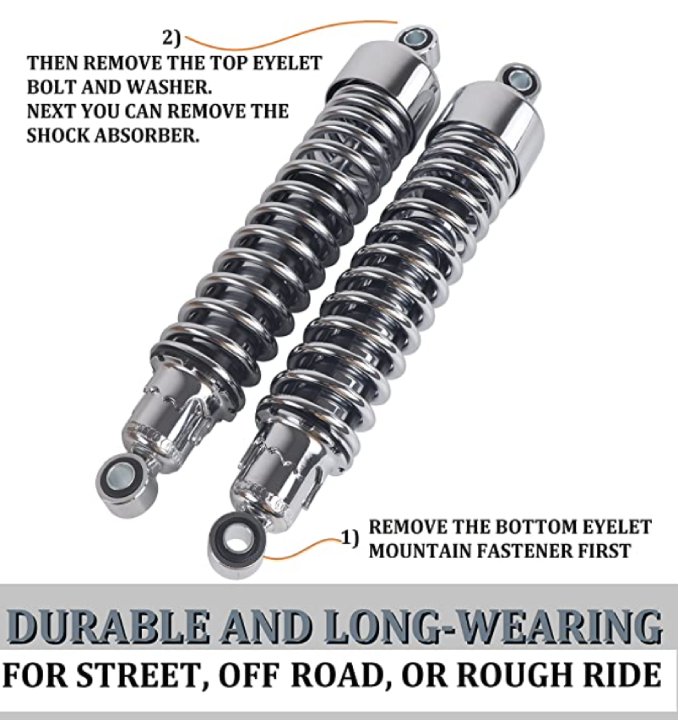 11.75-inch Rear Shock Absorbers for Harley Dyna, Sportster, Touring, and V-Rod, Adjustable Preload Lowering Suspension