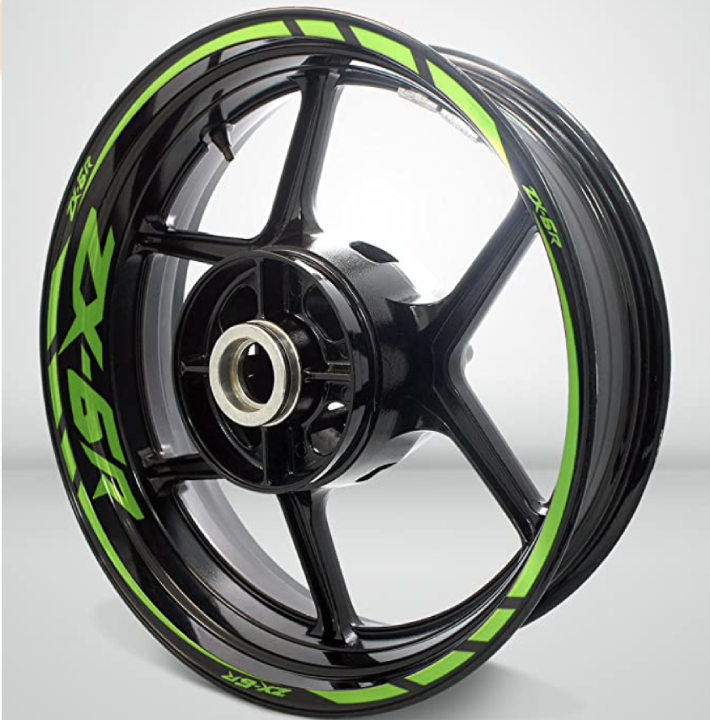 Lucido verde chiaro moto cerchio ruota decalcomania accessorio adesivo per Kawasaki ZX6R (+20 tipi)