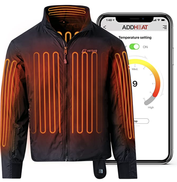 Venture Heat Doublure de veste chauffante 12V pour moto avec contrôle Bluetooth, 7 zones de chaleur, équipement de protection pour la conduite.