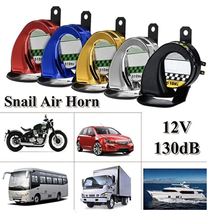 DRSRX Horn Universal 12V 24V DC Waterproof Snail Air Motorcycle Horn Extreme Loud 350dB for Truck Motorbike and more