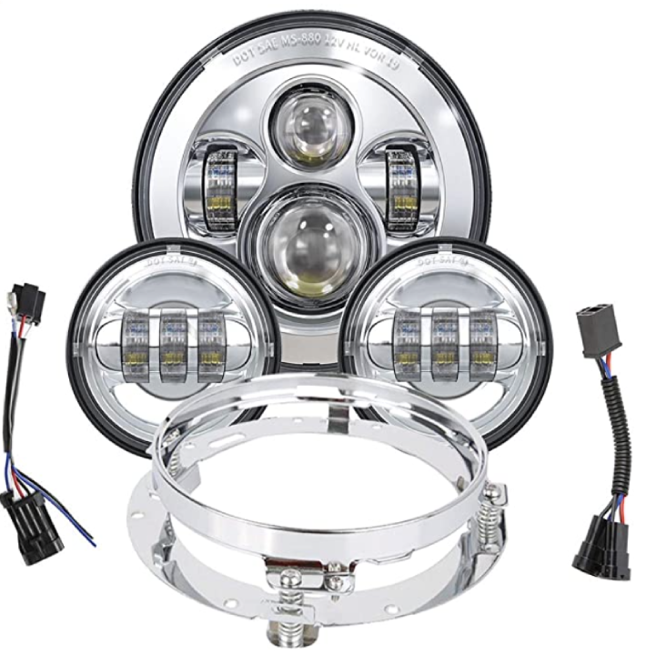 7 Zoll LED-Scheinwerfer Nebel-Abblendlicht DOT Kit Ring Motorrad für Touring Road