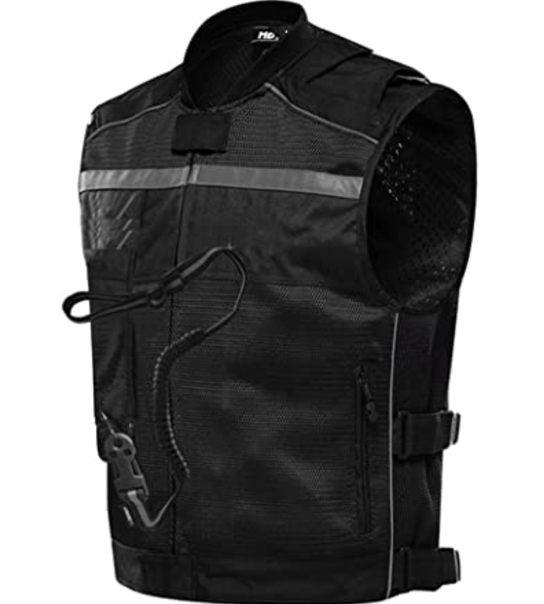 Full Season Reflective Vest Motorcycle Riding Vest Lined Backpapers (detachable) 600D Fabric, Wear Resistance