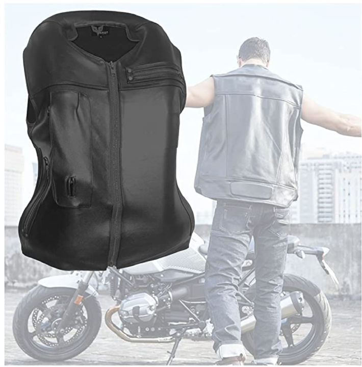 Four Seasons Riding Leather Vest Equestrian Airbag Vest Mechanical Triggering Multiple Airbags Suitable for Outdoor Riding, Motorcycle